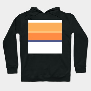 A gentle transfusion of Purple Navy, White, Topaz, Pale Orange and Orangeish stripes. Hoodie